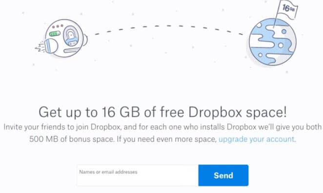 dropbox growth hack example